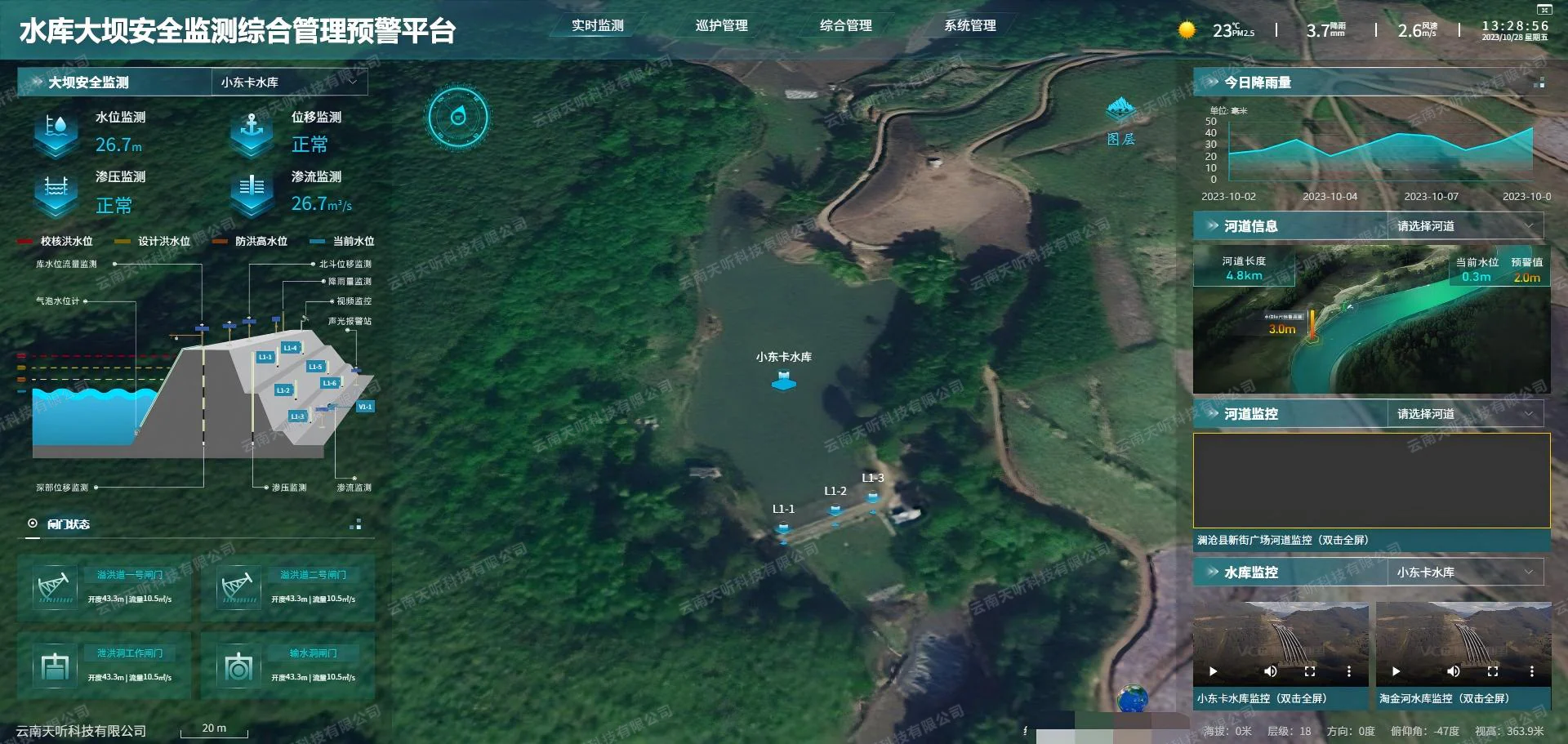 水库大坝安全监测综合管理预警平台系统界面